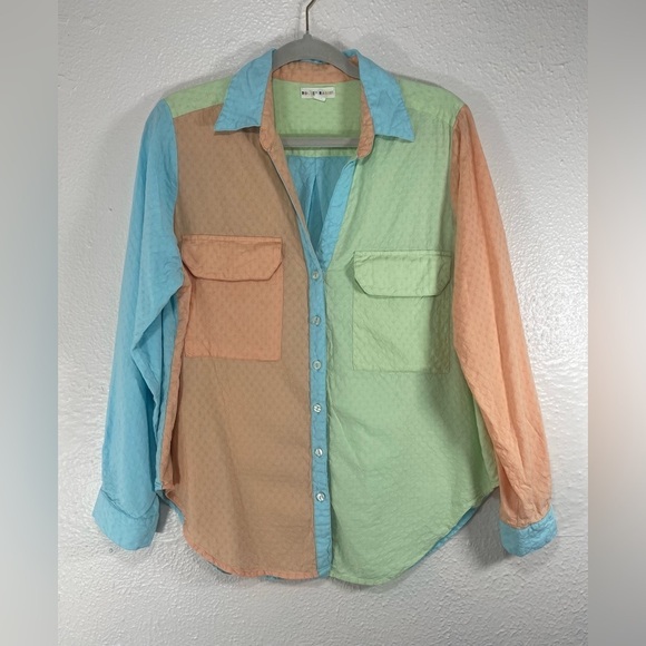 Roller Rabbit Multicolored Collared Long Sleeve Button Down Blouse Women’s M - Picture 1 of 12